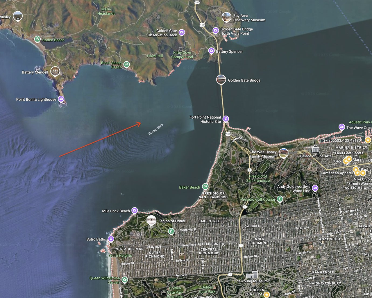 Google Maps aerial view with directions